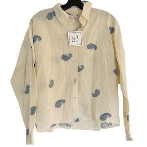 CIVICO Lab 51 Cream Paisley Button Up Top Size Medium NEW
